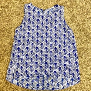 Bright Royal Blue and White Sleeveless Flowy Top